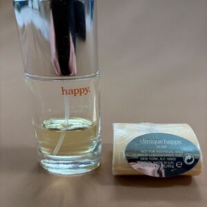 Clinique Happy Perfume Spray 1oz and Bar Soap 1.7oz Set Fresh Citrus Fragrance